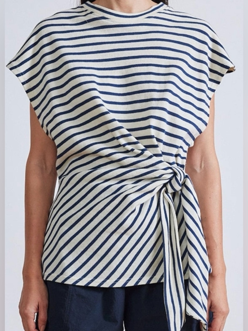 Apiece Apart Navy Striped Nina Cinched Top - Picture 3 of 13
